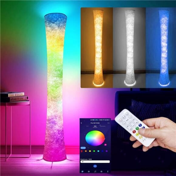 Floor Lamp, 61'' Smart RGB LED Corner Lamp with Music Sync and 16 Million DIY - Picture 1 of 14